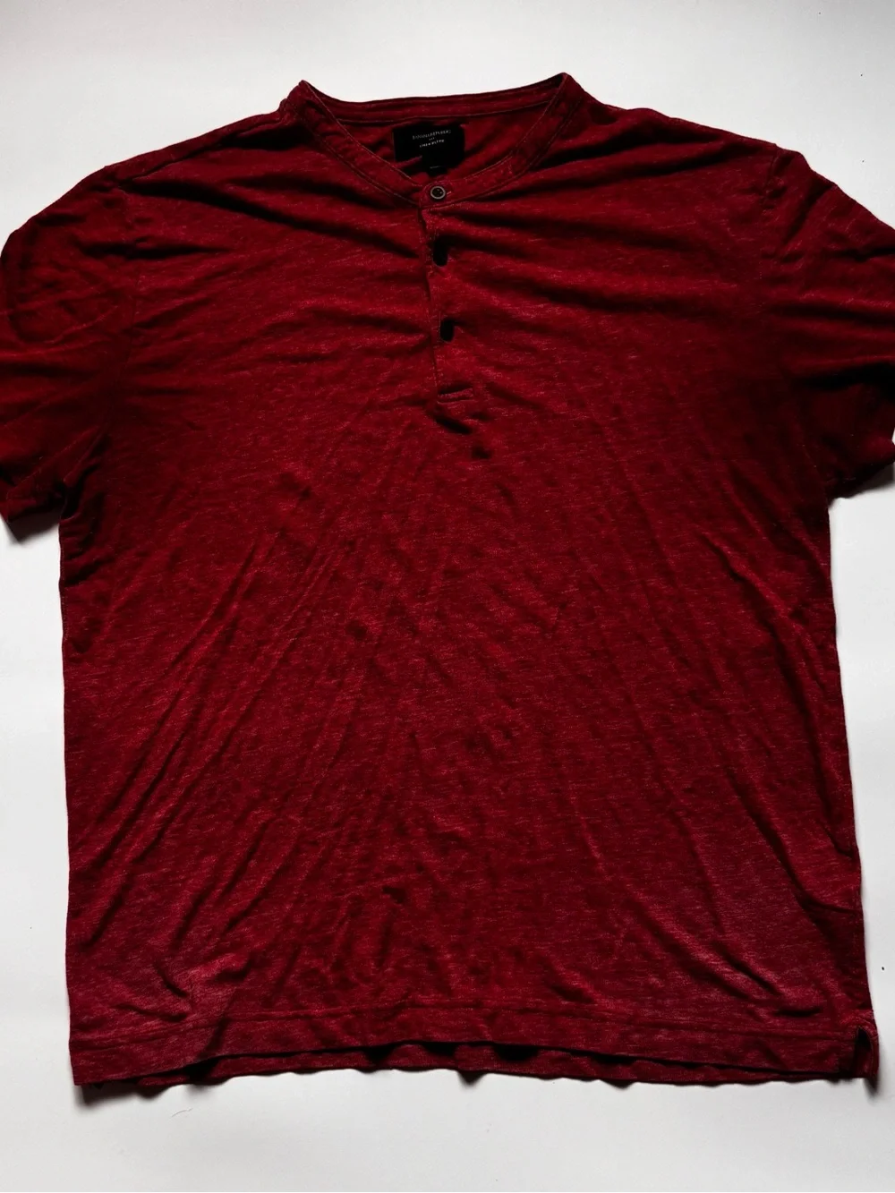 Banana Republic Linen Blend Red / Pink Henley Short Sleeve Shirt